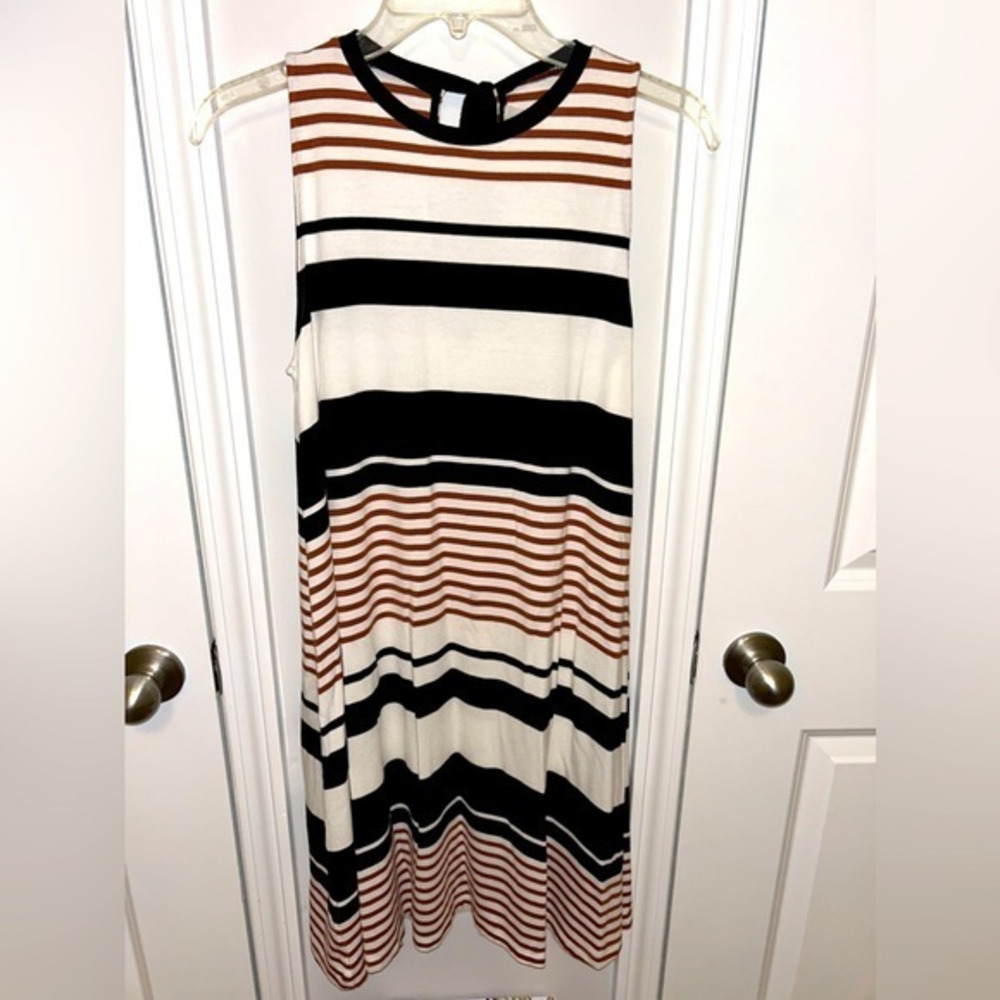 LOFT a-line striped dress- sleeveless- sz Medium